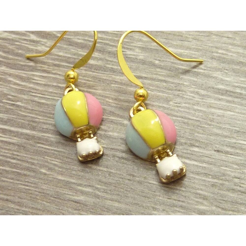 Cute Tiny Hot Air Balloon Enamel Earrings